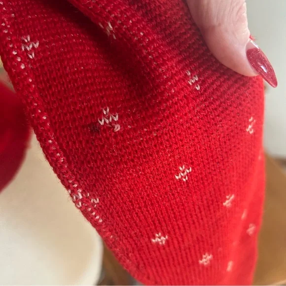 Vintage 1940s Sweater4 DeerNoveltyRedWoolS M40sSki